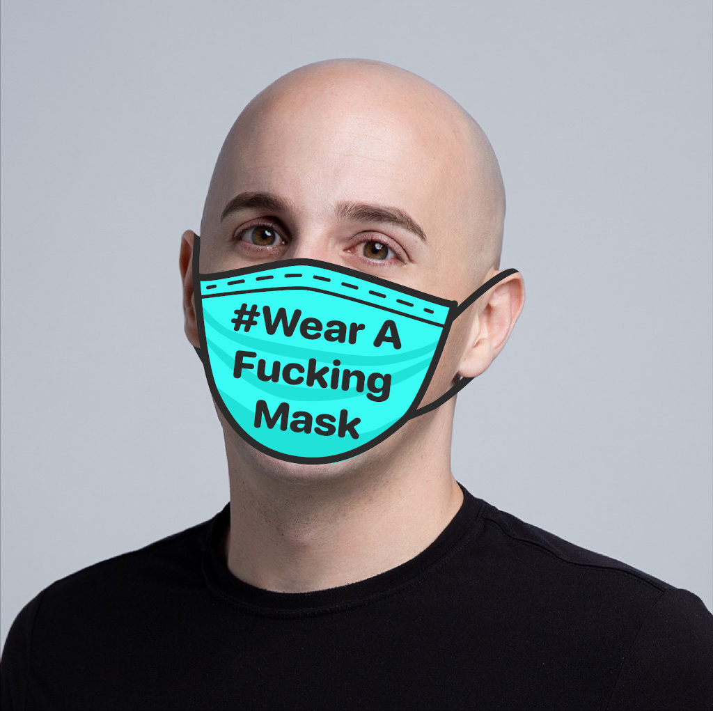 Larry wearing a Fucking Mask